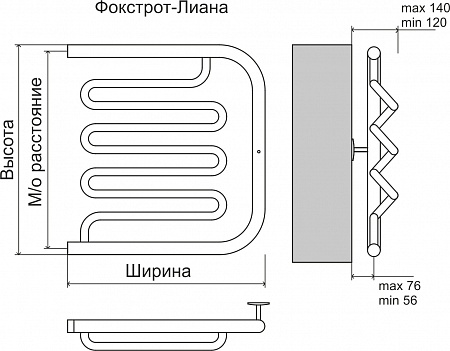 Фокстрот-Лиана AISI 500х500 Полотенцесушитель  TERMINUS Тула - фото 3