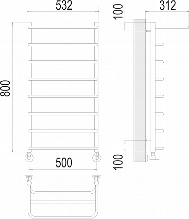 Полка П8 500х800  Полотенцесушитель  TERMINUS Тула - фото 3