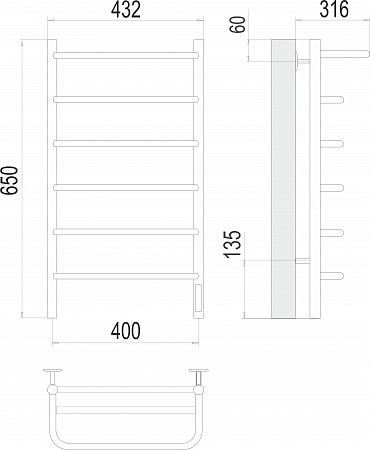 Полка П6 400х650 Электро (quick touch) Полотенцесушитель  TERMINUS Тула - фото 3