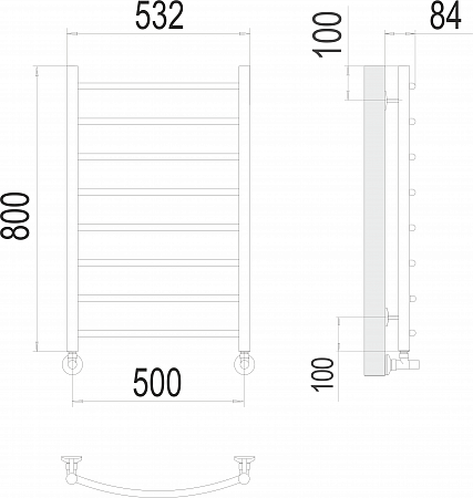 Классик П8 500х800 Полотенцесушитель  TERMINUS Тула - фото 3