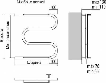 М-обр с/п AISI 32х2 500х600 Полотенцесушитель  TERMINUS Тула - фото 3