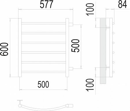 Классик П6 500х600 бп500 Полотенцесушитель  TERMINUS Тула - фото 3