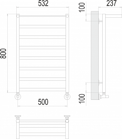 Хендрикс П8 500х800 Полотенцесушитель  TERMINUS Тула - фото 3