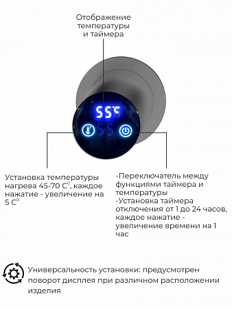 Рондо П2 350х760 электро Полотенцесушитель TERMINUS Оружейная сталь Тула - фото 5