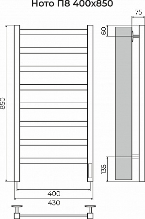 Ното П8 400х850 Электро (quick touch) Полотенцесушитель TERMINUS Тула - фото 3