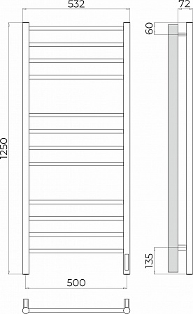 Аврора П12 500х1250 Электро (quick touch) Полотенцесушитель TERMINUS Тула - фото 3