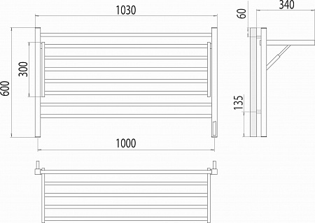 Горизонт П8 1000х600 электро КС ЧЕРНЫЙ МУАР (sensor quick touch) Полотенцесушитель TERMINUS Тула - фото 5